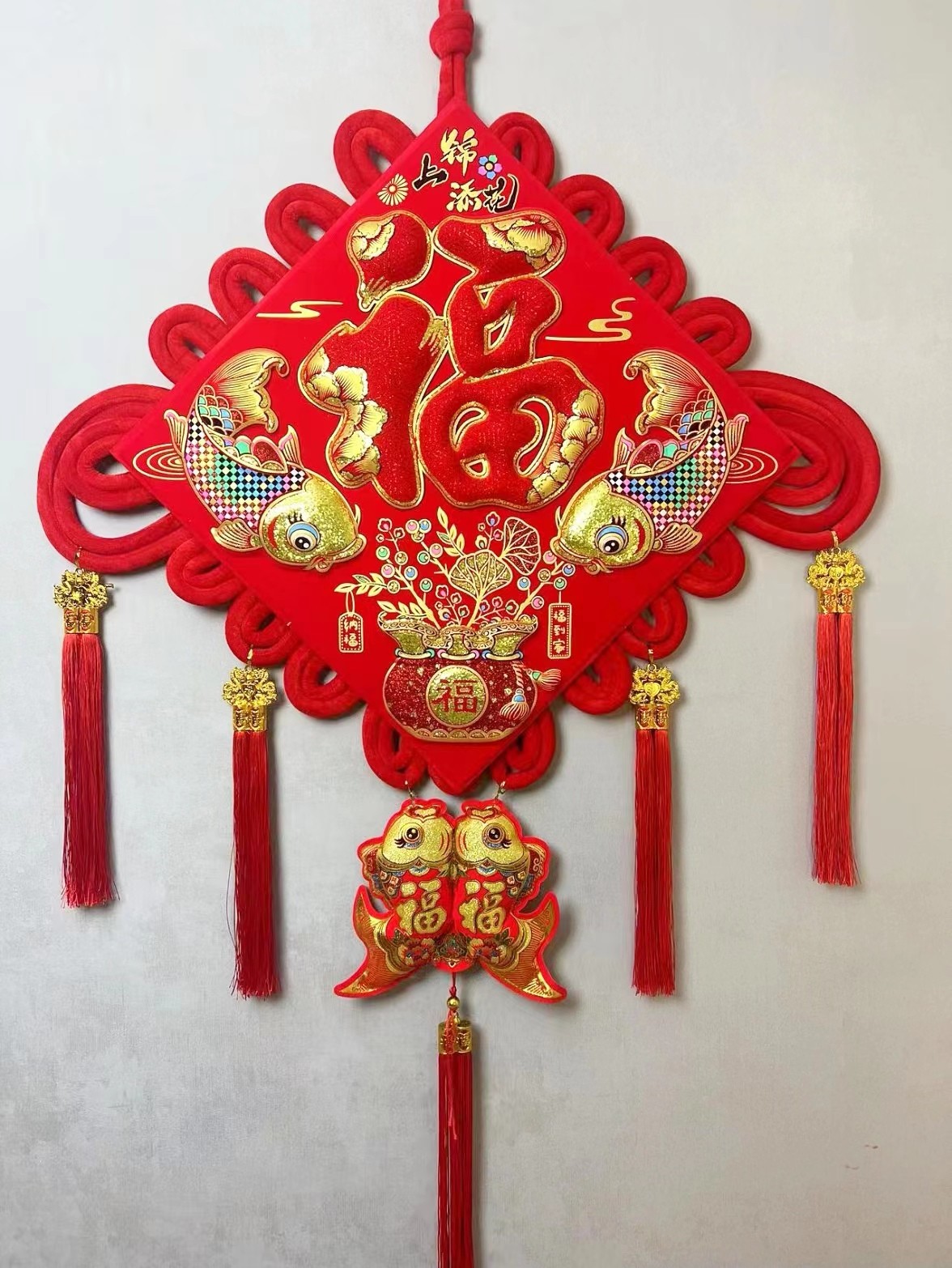 龙年新款360度一体成型立体洒金工艺中国结大号新年挂件年品悬挂
