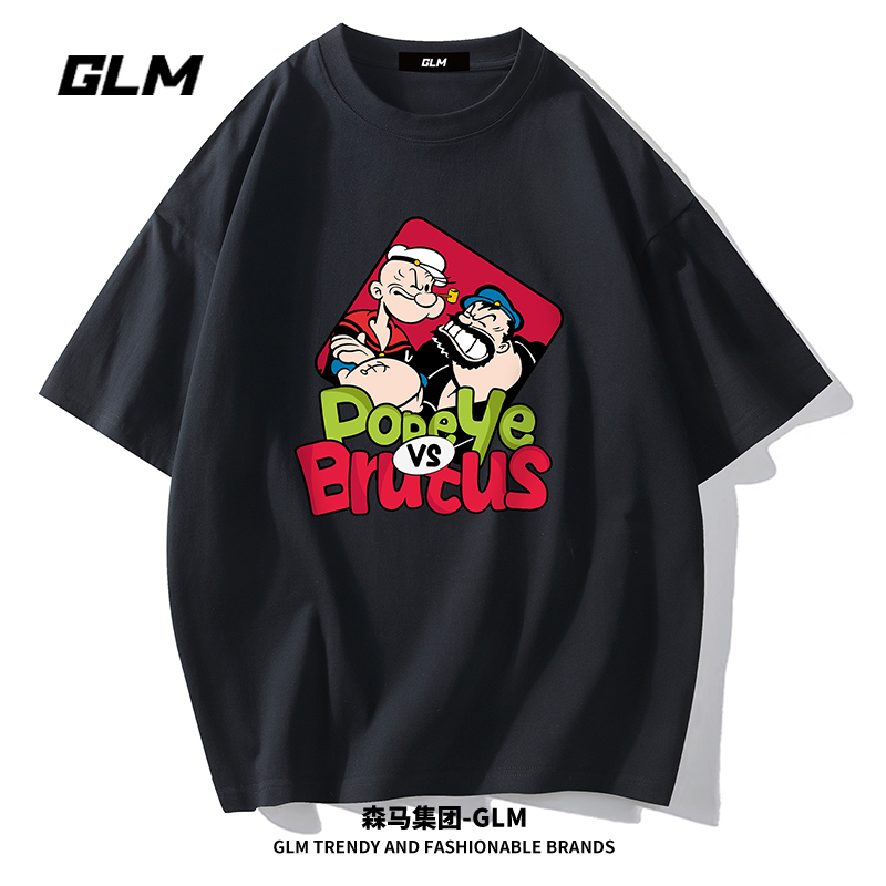 【大力水手联名】集团品牌GLM夏季纯棉潮流短袖T恤大码半袖衣服体恤