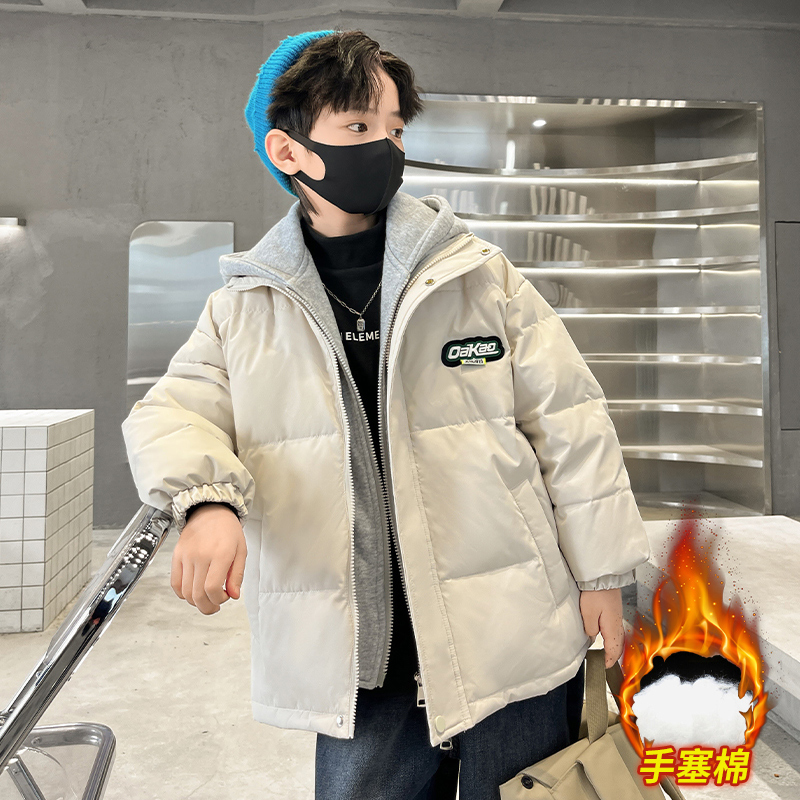 男童秋冬假两件棉服加厚冬季新款连帽中大童棉衣三防保暖儿童外套