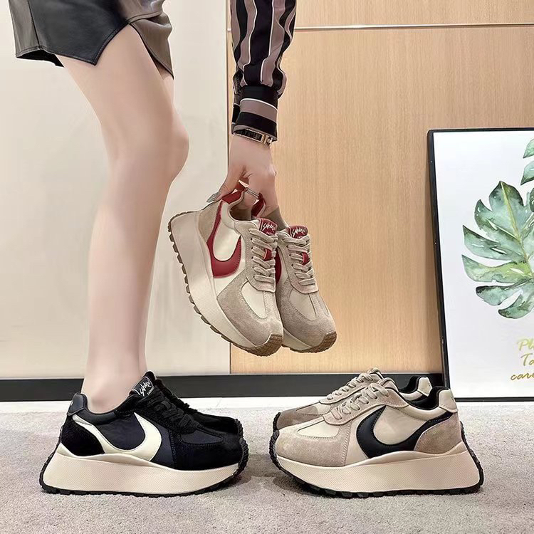 真皮阿甘鞋女厚底增高时尚舒适休闲运动鞋老爹鞋秋冬保暖跑步鞋