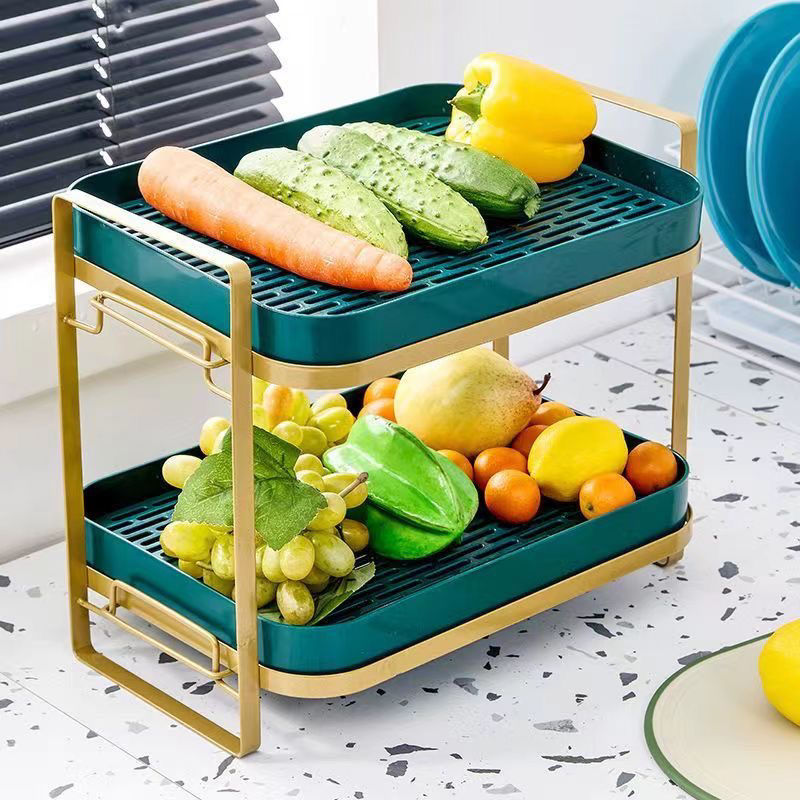 高颜值杯子架置物架家用零食杂物收纳桌面双层托盘沥水杯架大容量