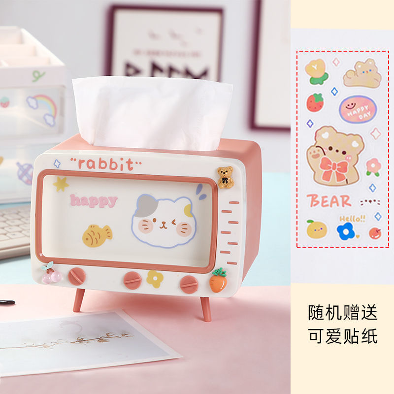 懒人手机支架纸巾盒创意复古电视机纸巾盒电视支架一体抽纸盒ins。