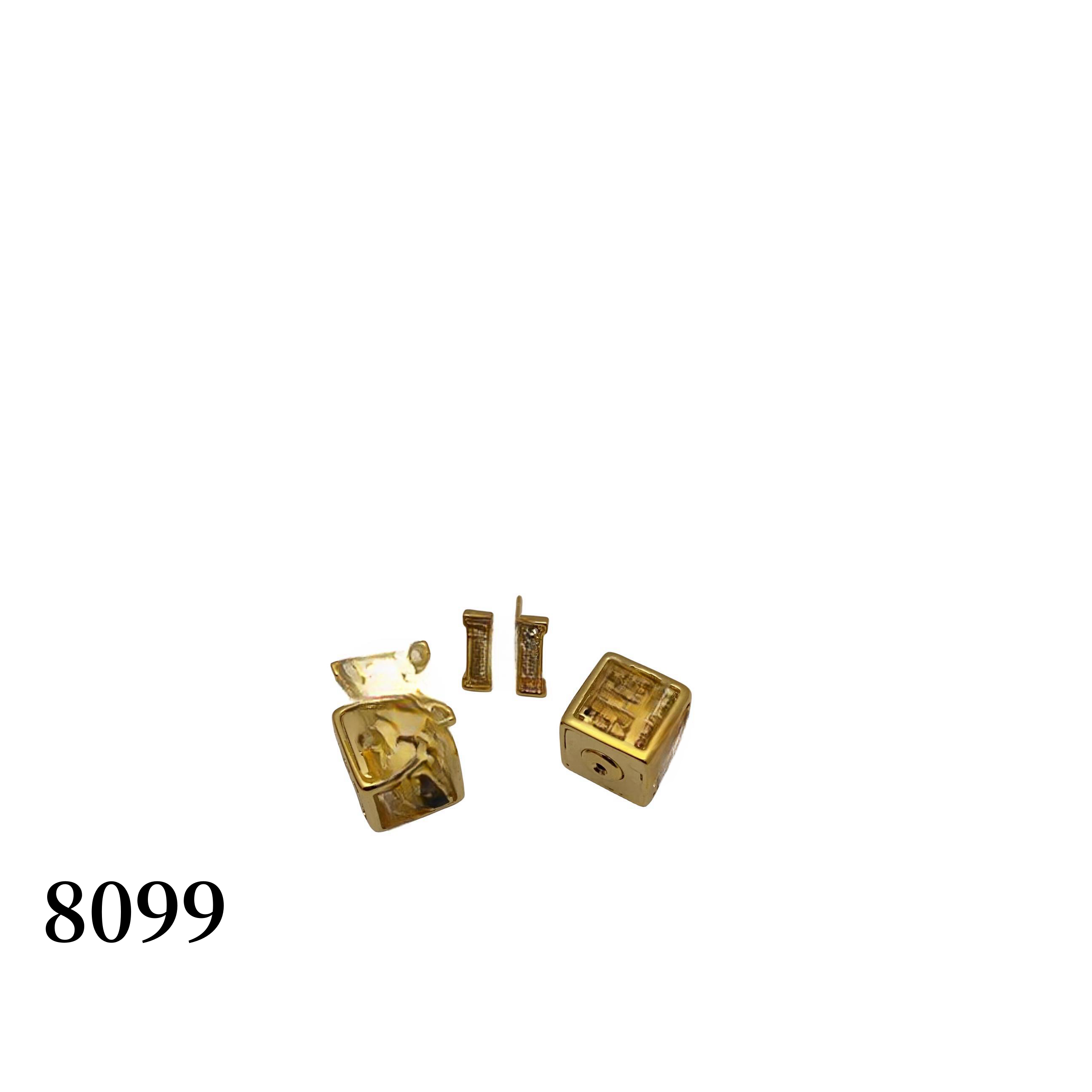 铜合金耳饰 【8099】法式轻奢方块H两戴款耳钉
