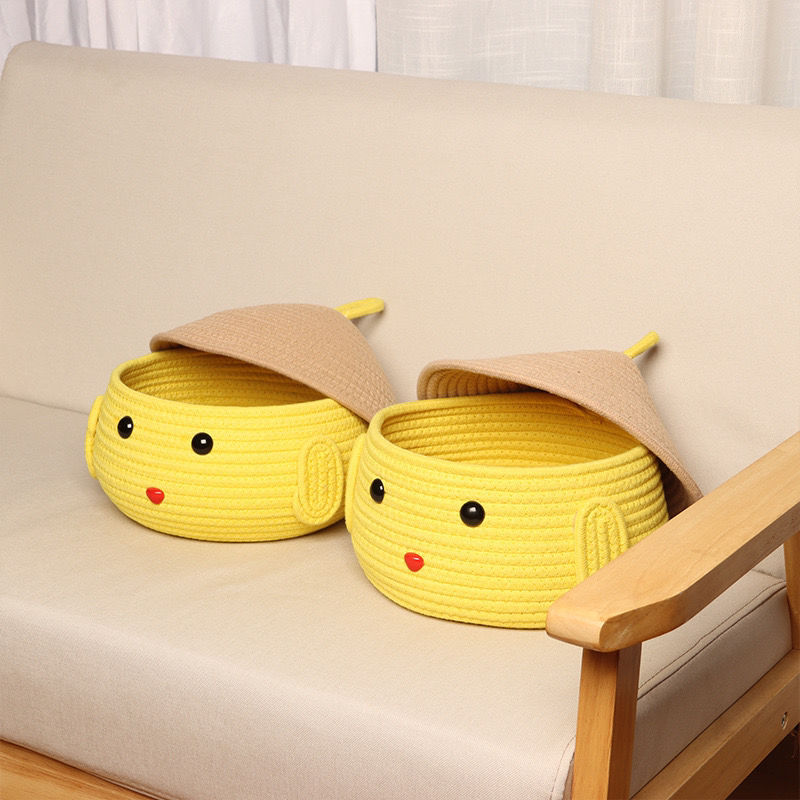 卡通桌面收纳盒客厅茶几家用收纳筐玄关零食杂物化妆品整理储物篮