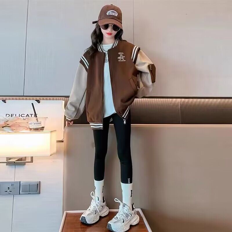 女童外套2023春秋装新款中大童洋气棒球服儿童6-12岁休闲秋装上衣