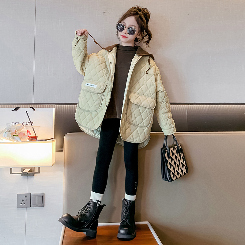 女童棉衣2023秋冬新款韩版中大童洋气棉服儿童6-12岁15岁时髦外套