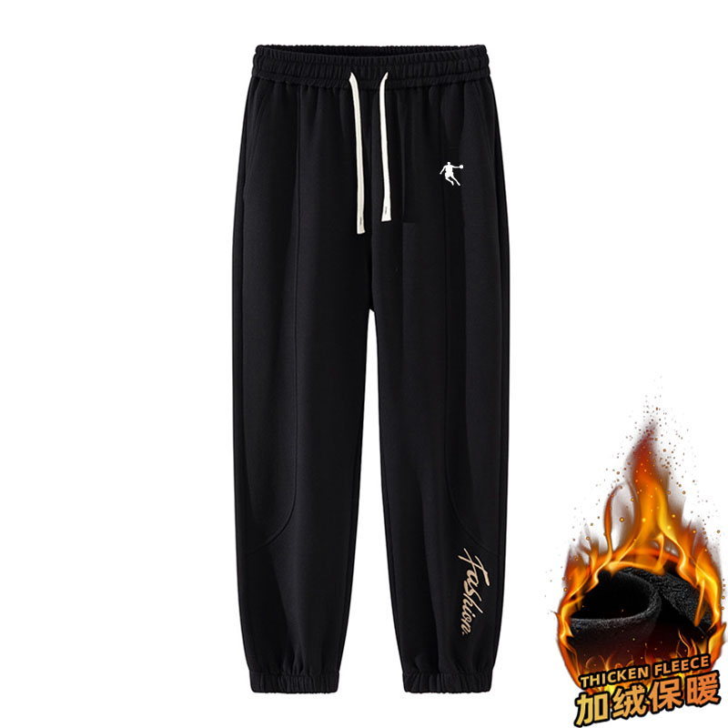 乔丹裤子男秋冬潮牌垂感直筒宽松阔腿裤美式复古男裤休闲运动裤