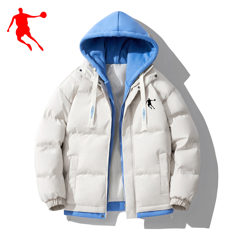 乔丹连帽棉服男士冬季2023新款加厚保暖冬装棉衣休闲百搭青年外套