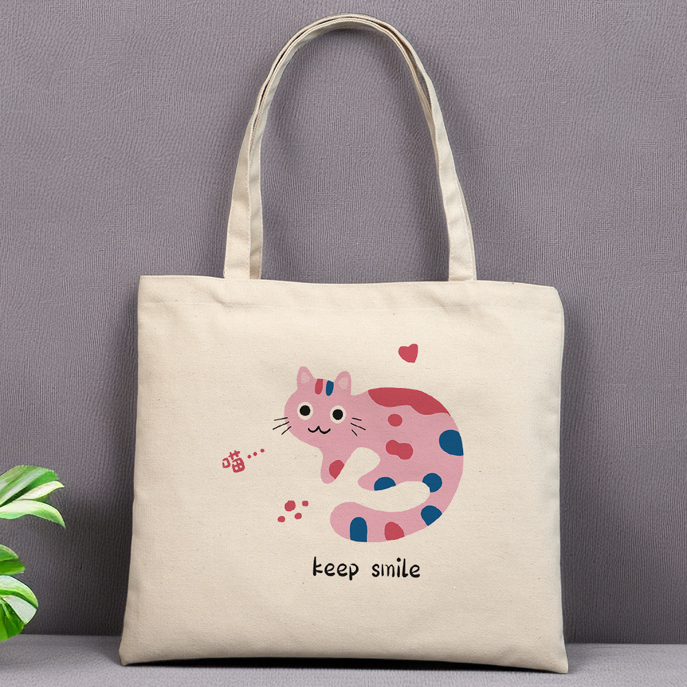 学生帆布包简约单肩包托特包女通勤包休闲印花百搭大容量包小清新