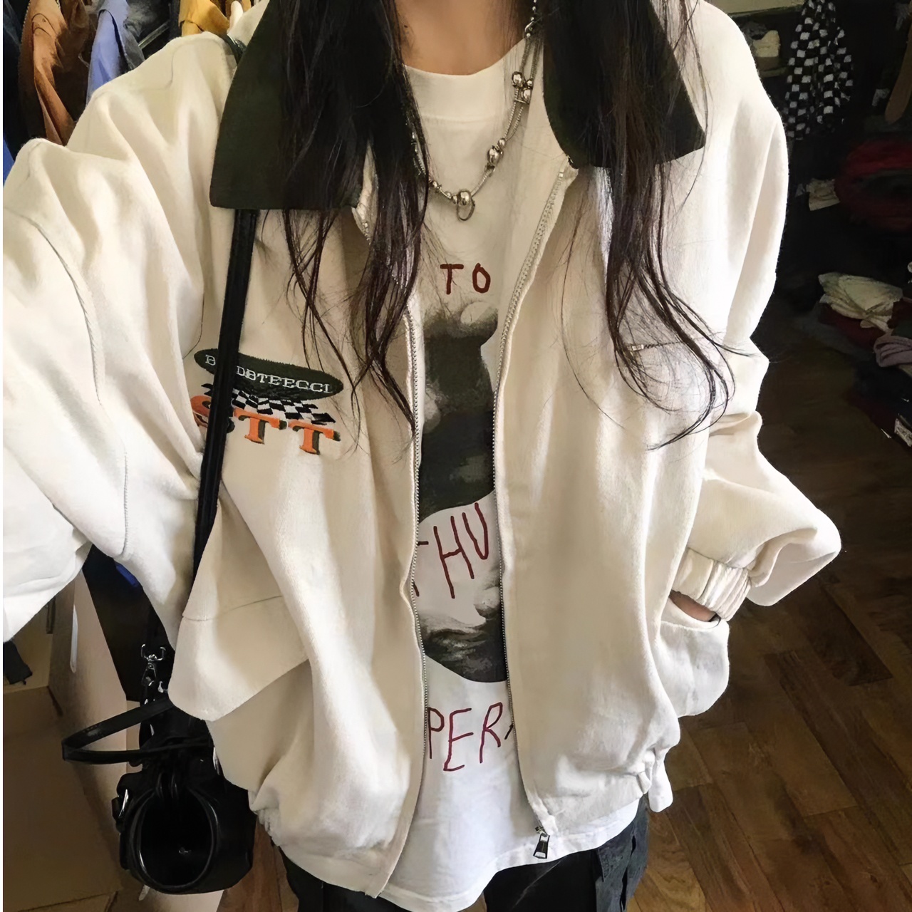 清歌恋秋冬美式复古棒球服外套女宽松2023秋季街头情侣夹克上衣潮