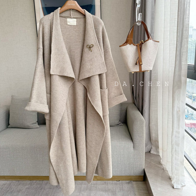 DA-“暮冬森林针织外套”秋冬季中长款宽松气质百搭时尚休闲大衣