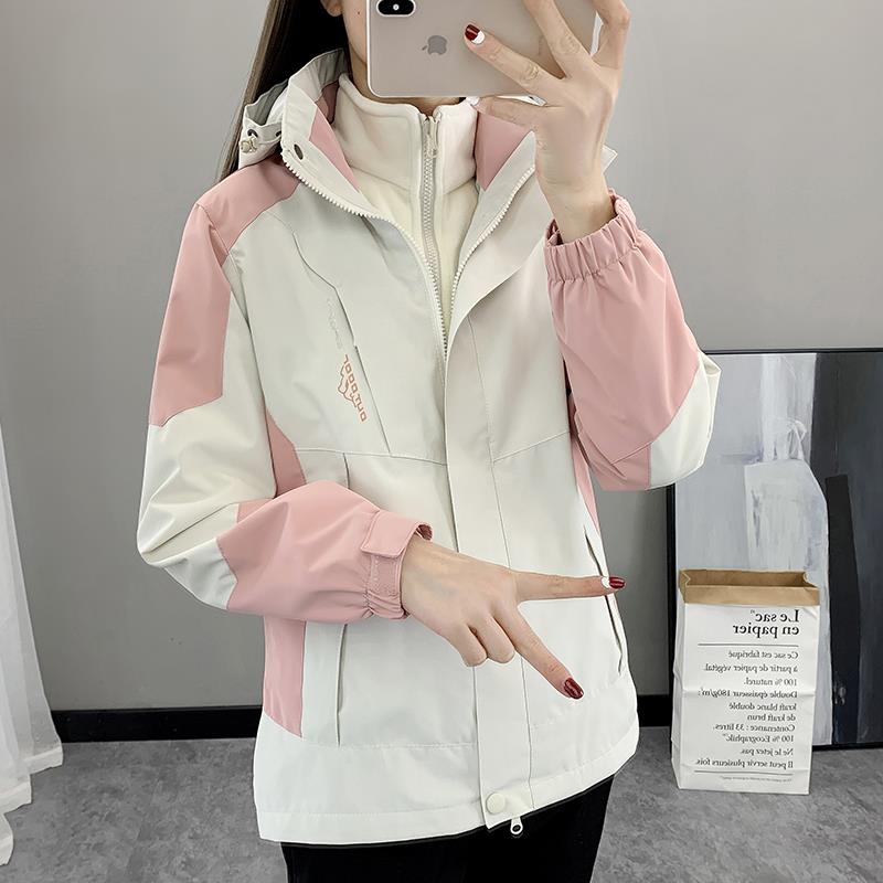 雅鹿冲锋衣外套女款2023新款户外三合一可拆卸防风防水潮登山滑雪