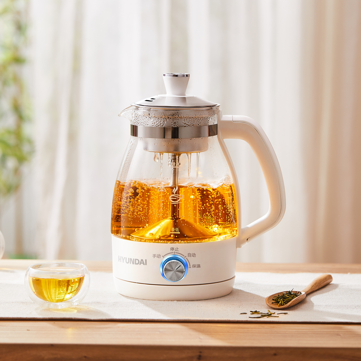 【外贸高货】HYUNDAI煮茶器养生壶家用多功能玻璃壶小型电热烧水