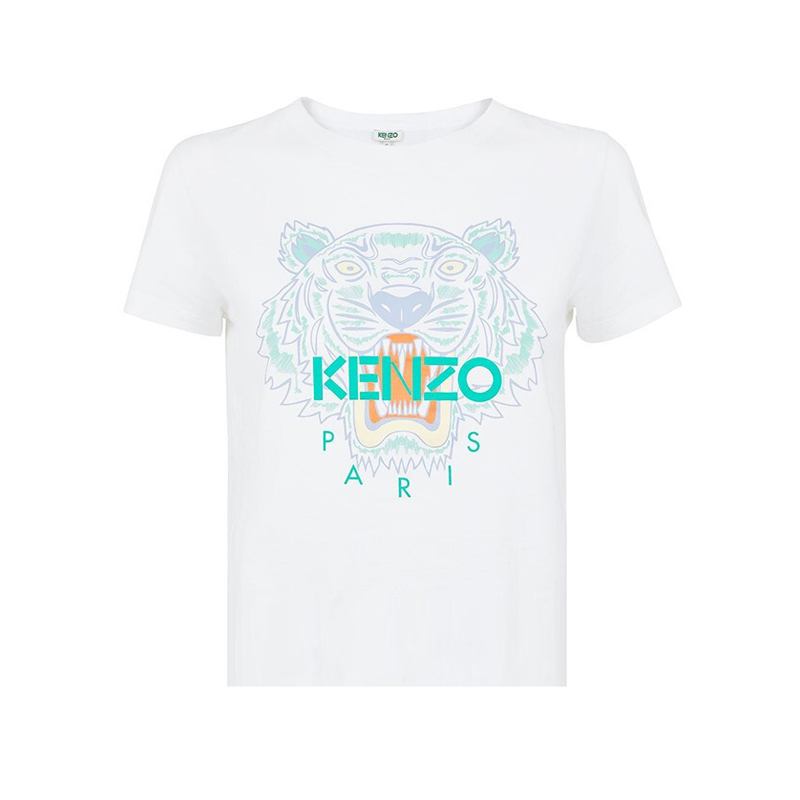 KENZO/肯佐虎头印花圆领短袖T恤运动白色休闲舒适时尚情侣百搭