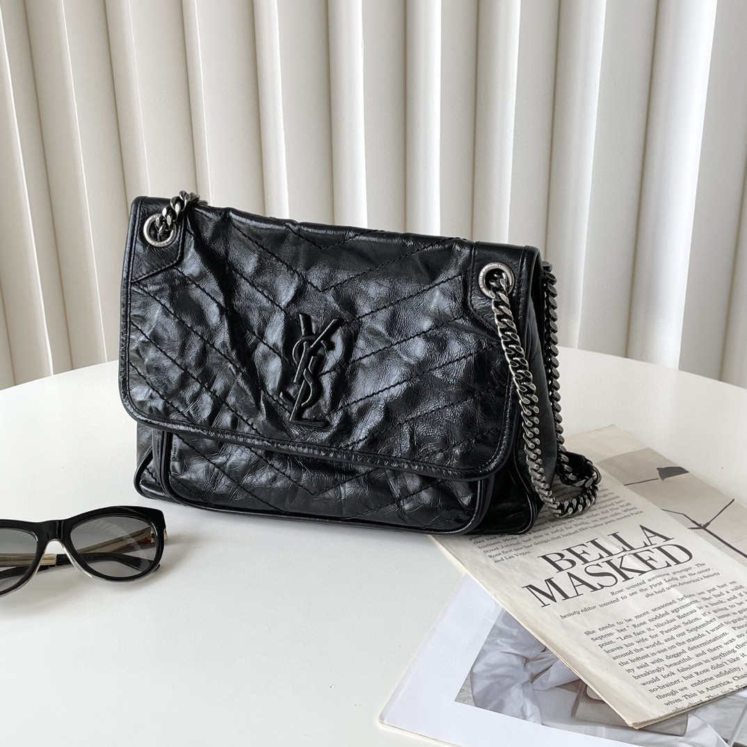 99新  YSL 中号 niki单肩包 so black th40-0001