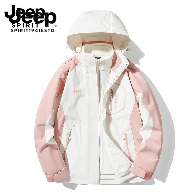 JEEP户外冲锋衣女2023新款秋冬小个子三合一防风防水情侣登山外套