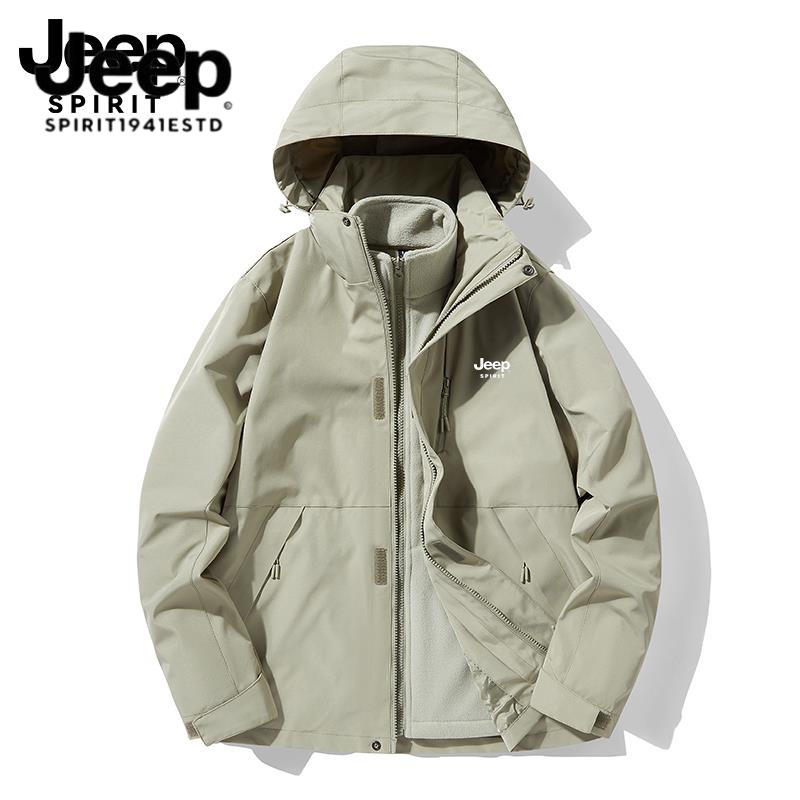JEEP三合一冲锋衣男女款2023新款秋冬季户外防风防水加绒工装外套