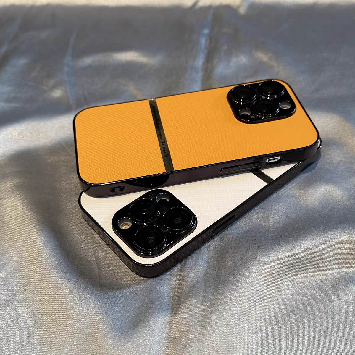 苹果14promax简约商务纤维纹理手机壳iphone13pro/12全包防摔电镀