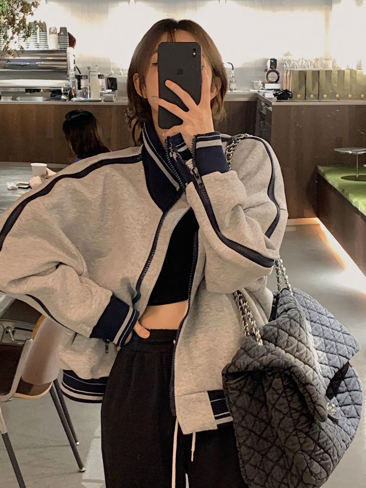 2023秋季新款棒球服薄外套女设计感宽松休闲小众拉链运动ins潮