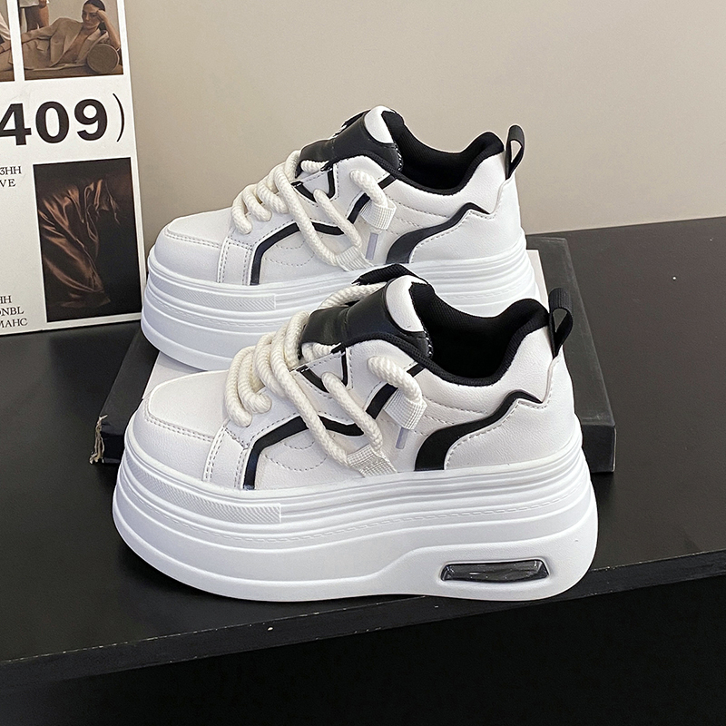 【曼曼推荐】小白鞋女2023新款厚底配裙子百搭松糕鞋休闲小个子女鞋