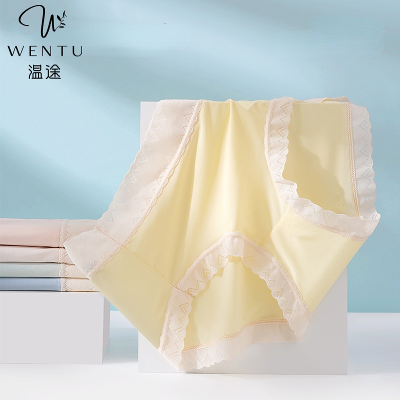 温途WT 无痕冰丝紫杉醇抗菌底裆女士冰肌面膜内裤M#419