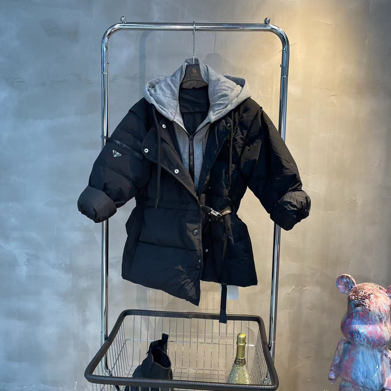 【大哥潮牌6】时尚休闲秋冬新款假两件个性气质修身羽绒服女-3003