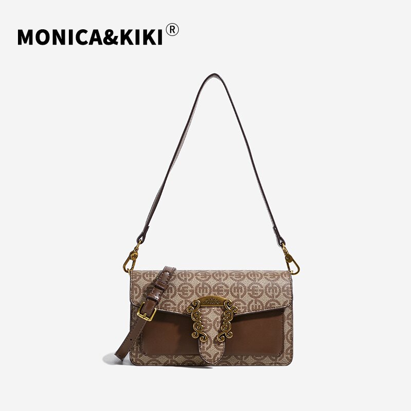 MONICA KIKI/莫妮卡奇奇新款时尚质感流行单肩斜挎包5659咖色