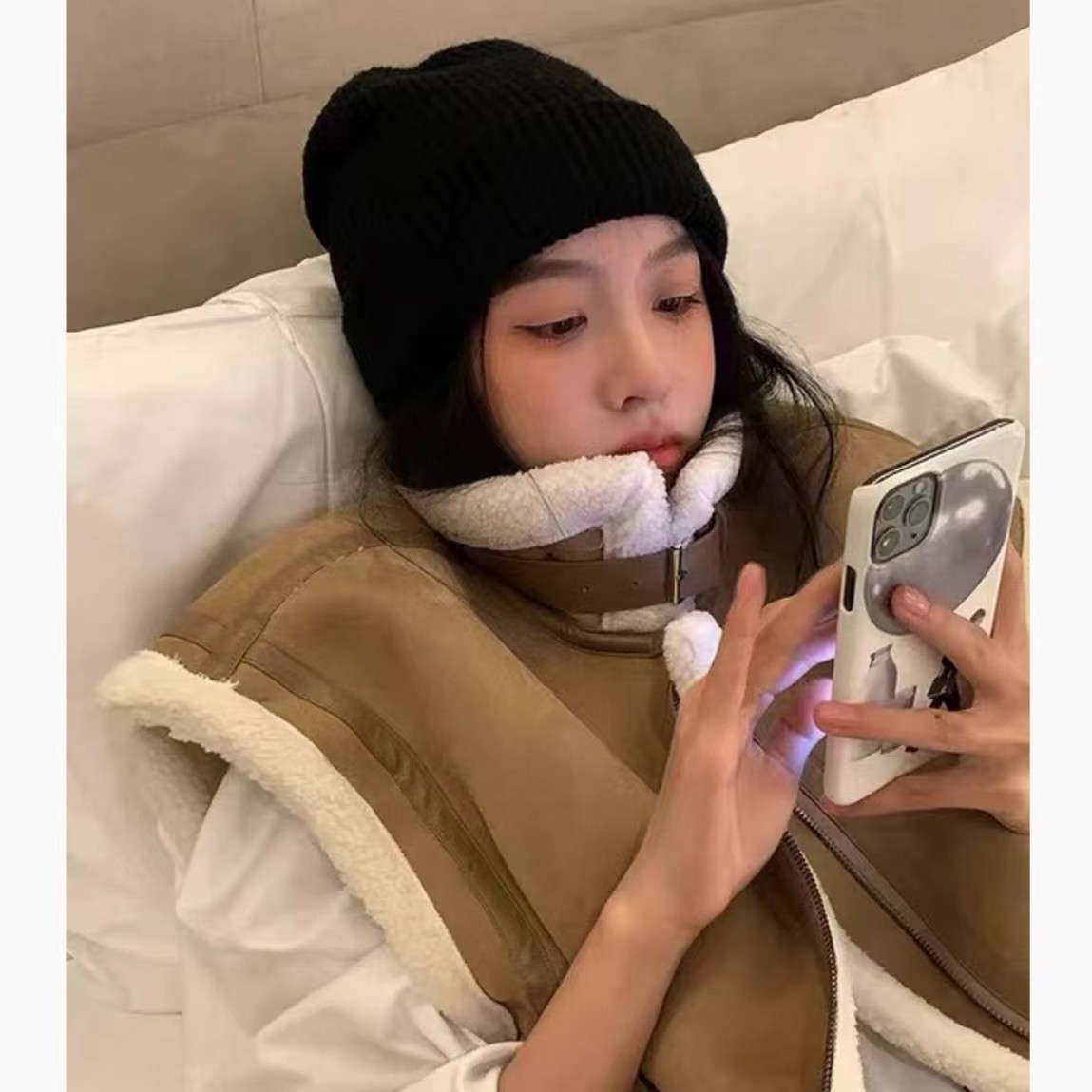 秋冬百搭纯色显脸小针织帽子