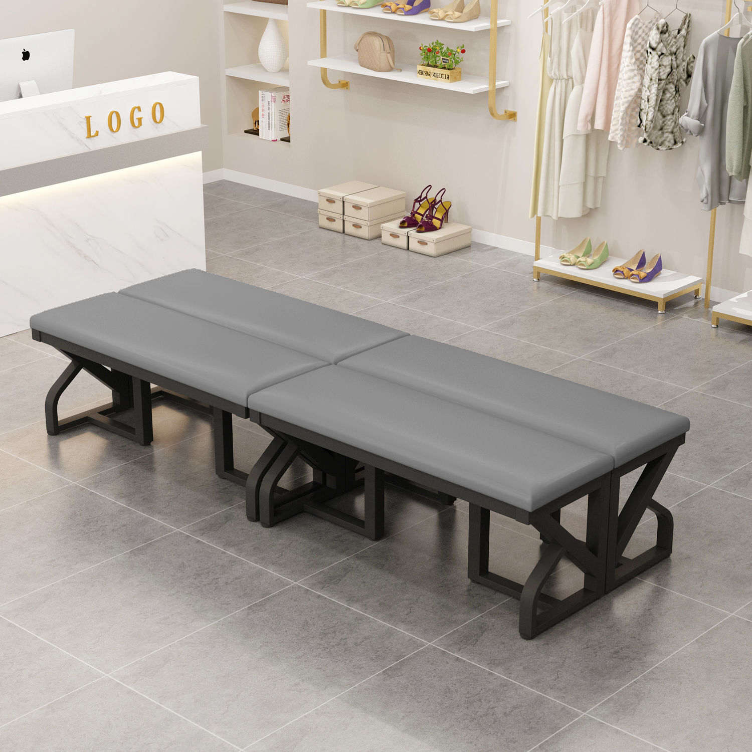 长条凳子软包长凳换鞋凳家用床尾凳更衣室健身房服装店沙发凳皮凳