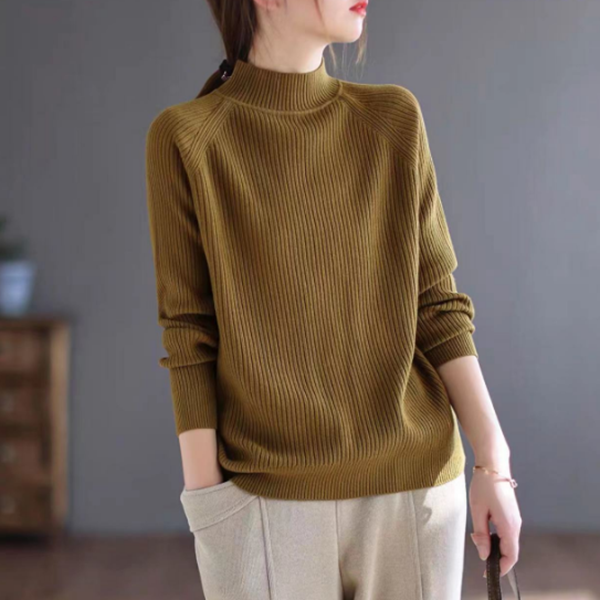 B线下229！一穿即舒适！经典大气~圆领纯色竖坑条纹女式针织衫T3094