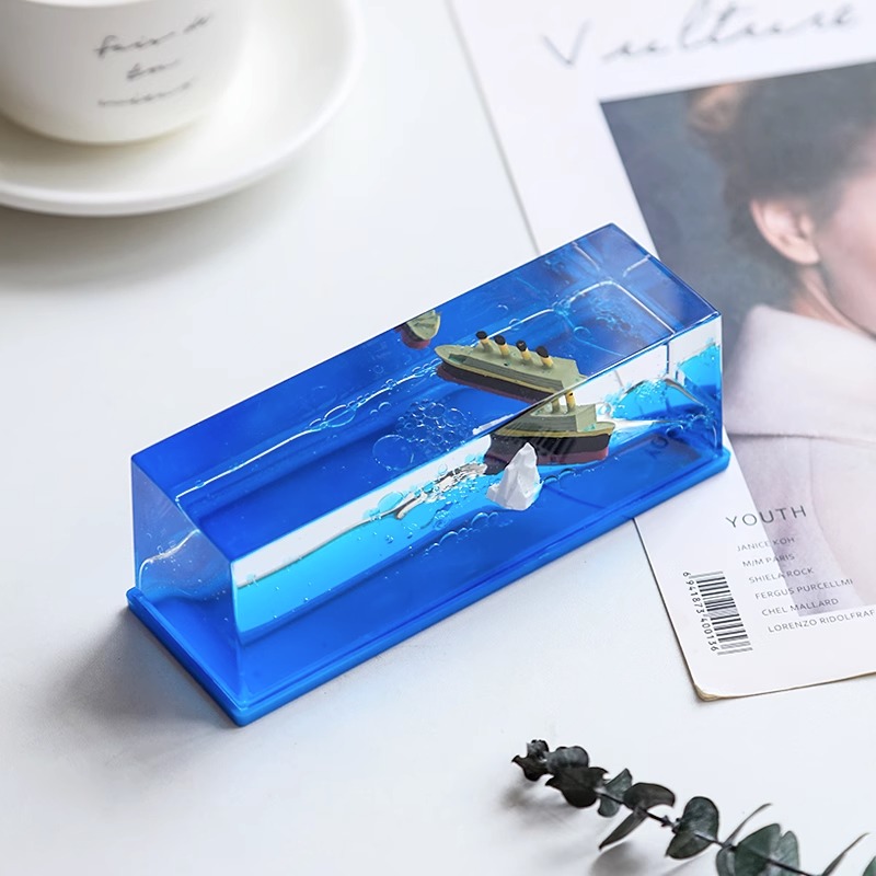 【ljd】泰坦尼克号邮轮流体漂流瓶摆件