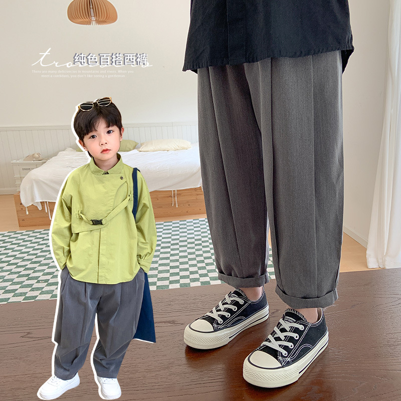 儿童休闲裤子时尚春秋季新款韩版中小童西裤男宝宝帅气宽松长裤潮