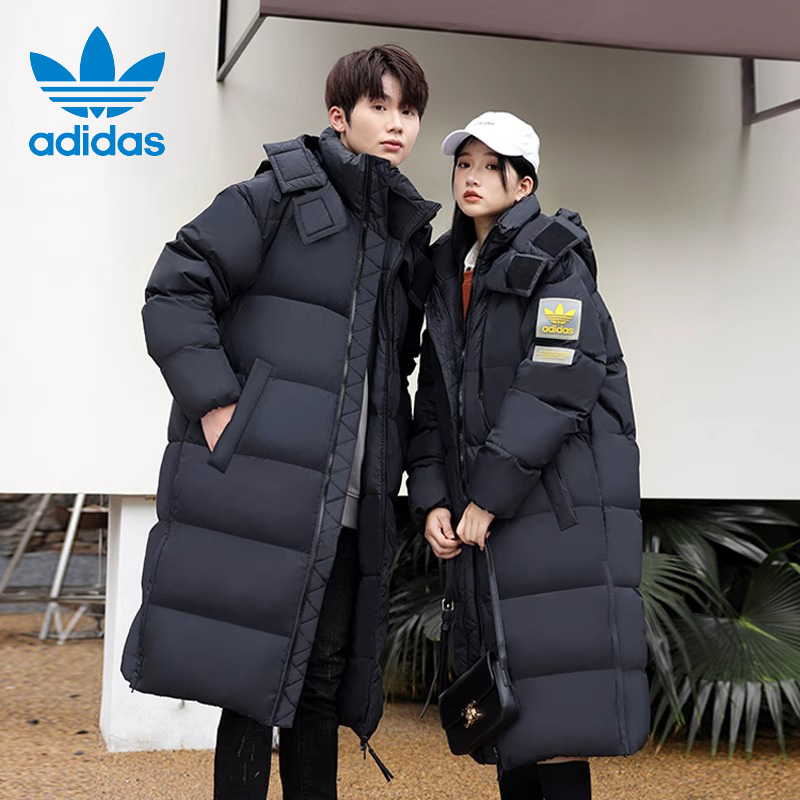 Adidas/阿迪达斯三叶草情侣羽绒服男女2023年冬新款长款H58055