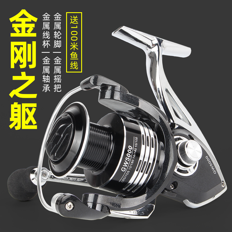 SRTING/鲨汀渔轮全金属纺车轮无间隙防炸线海竿路亚纺车轮高强度