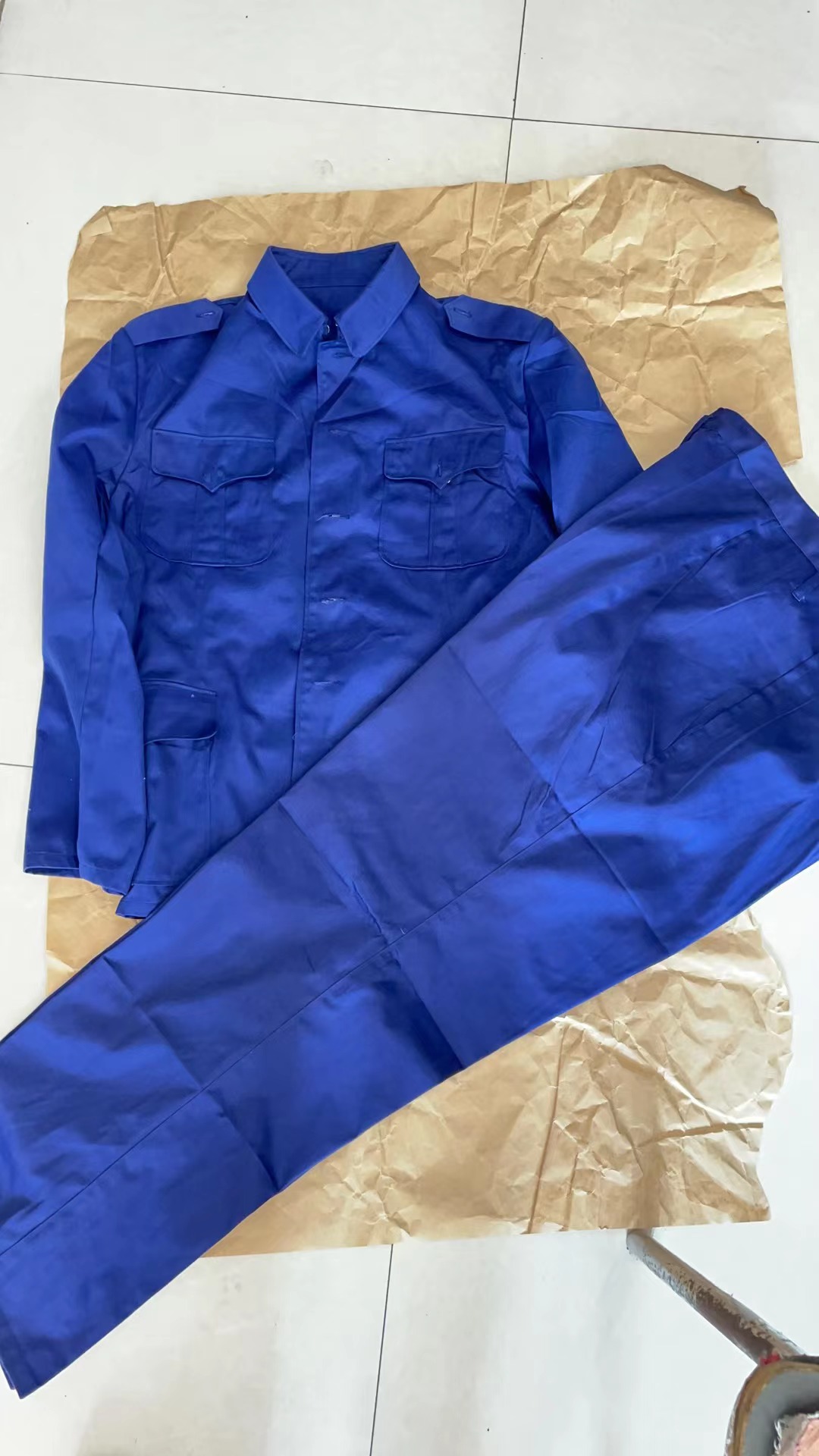 正品1987款海蓝涤卡套装冬季加厚工作服罩衣罩裤四个兜外套
