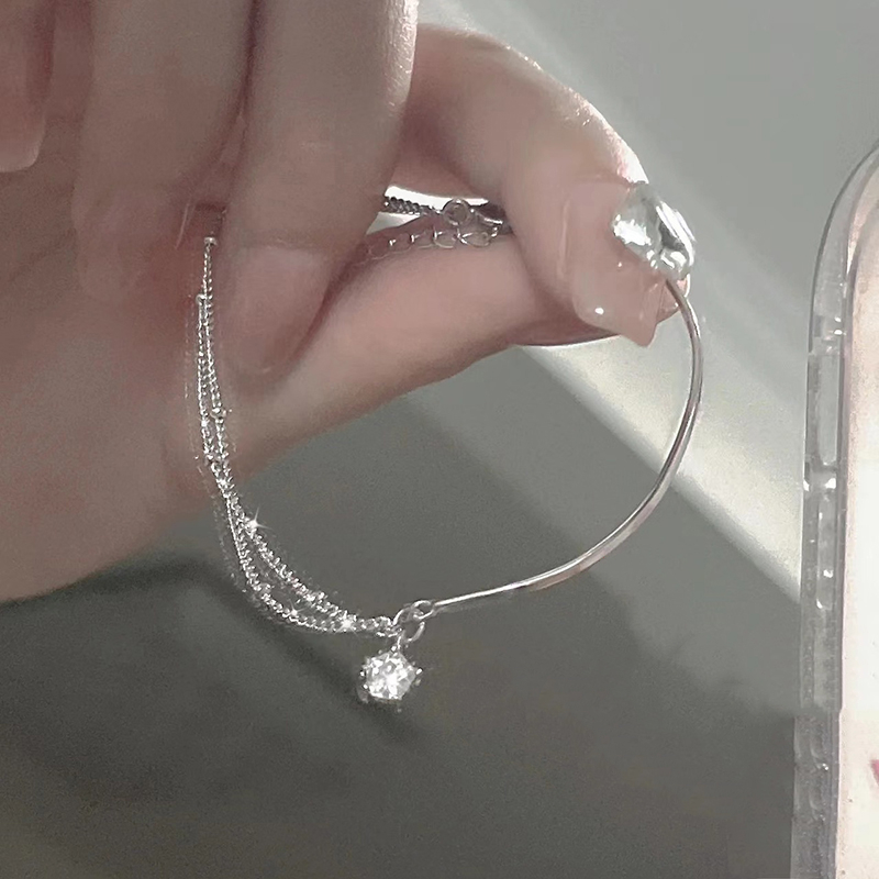 925银手链 双层星星手链女生轻奢小众设计精致闺蜜手饰2023新款潮