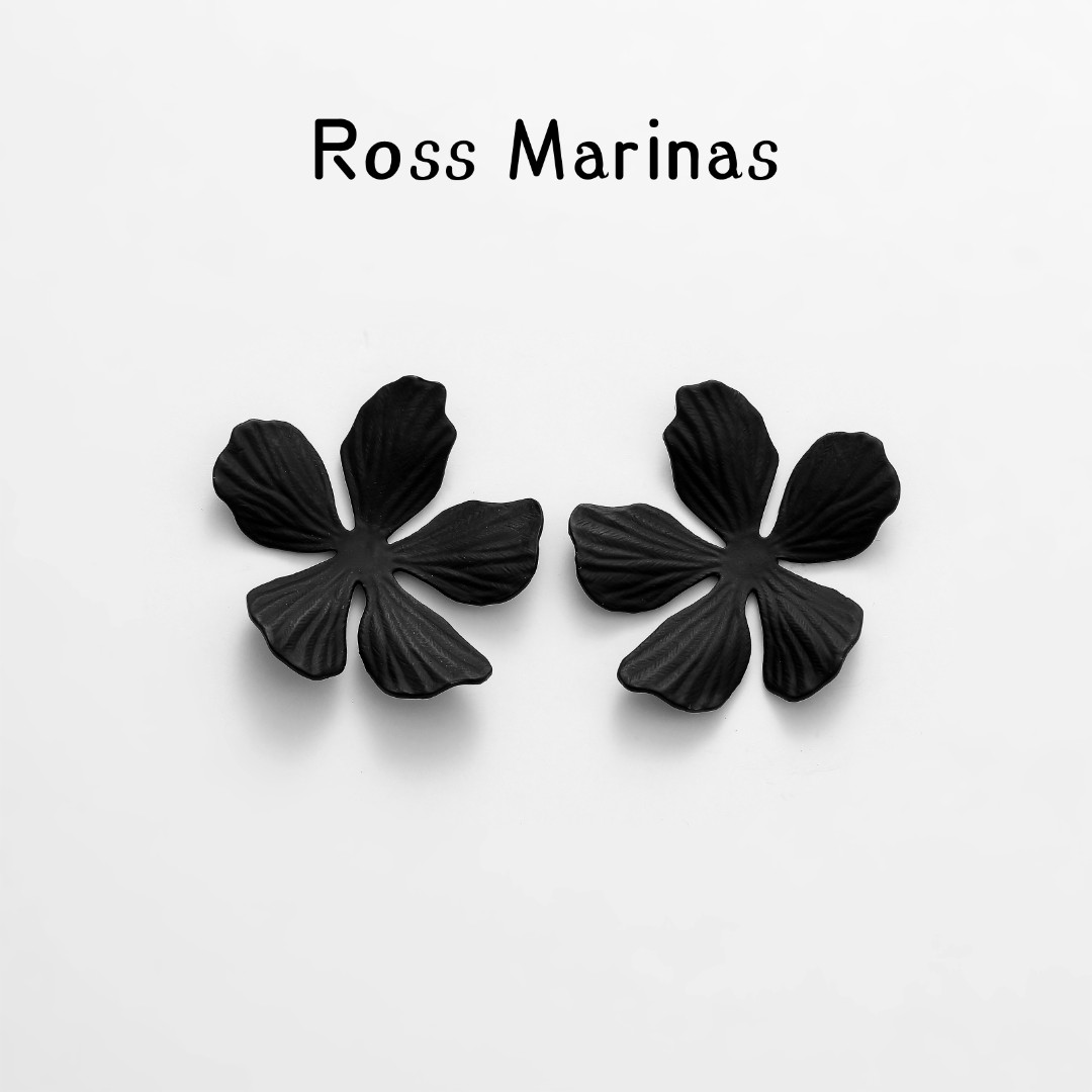 合金耳饰 Ross Marinas「遇见」系列【着迷】黑色花朵耳环