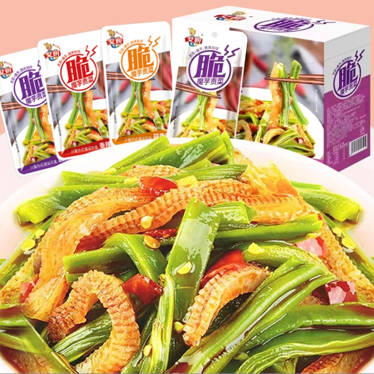 魔芋脆爽贡菜开袋即食小包装香辣酸辣麻辣贡菜混合解馋休闲小零食