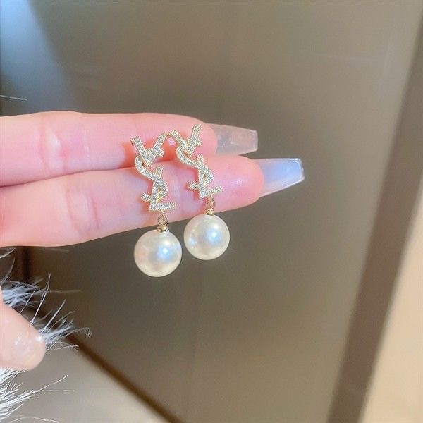 合金耳饰 88164高级感精美满钻名媛字母耳环-WZ