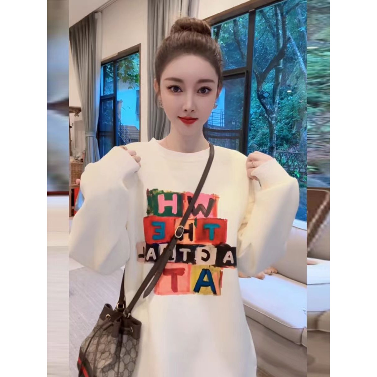 秋冬款加厚上衣2023新款宽松加绒卫衣复古休闲百搭加厚防风外套装