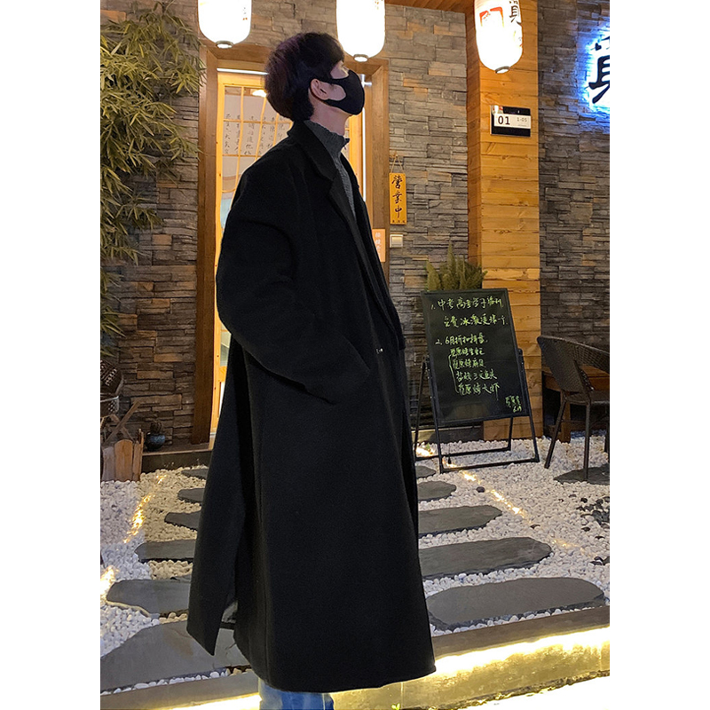 韩剧男主穿搭毛呢大衣男冬季痞帅高级感英伦风双开门垫肩风衣外套