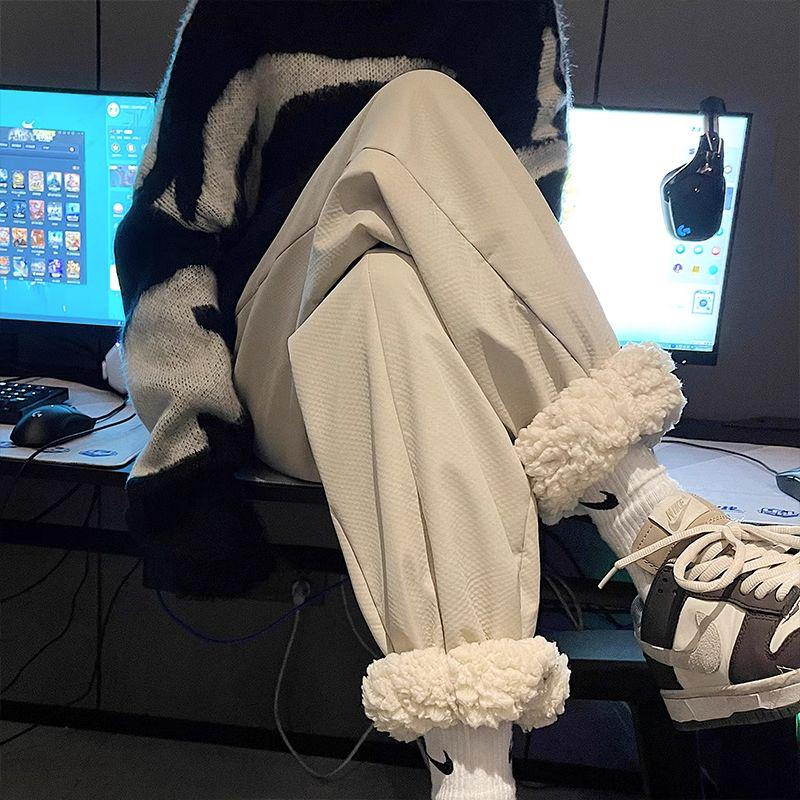 超厚羊羔绒裤子男冬季加绒零下40度东北棉裤防水保暖休闲束脚卫裤