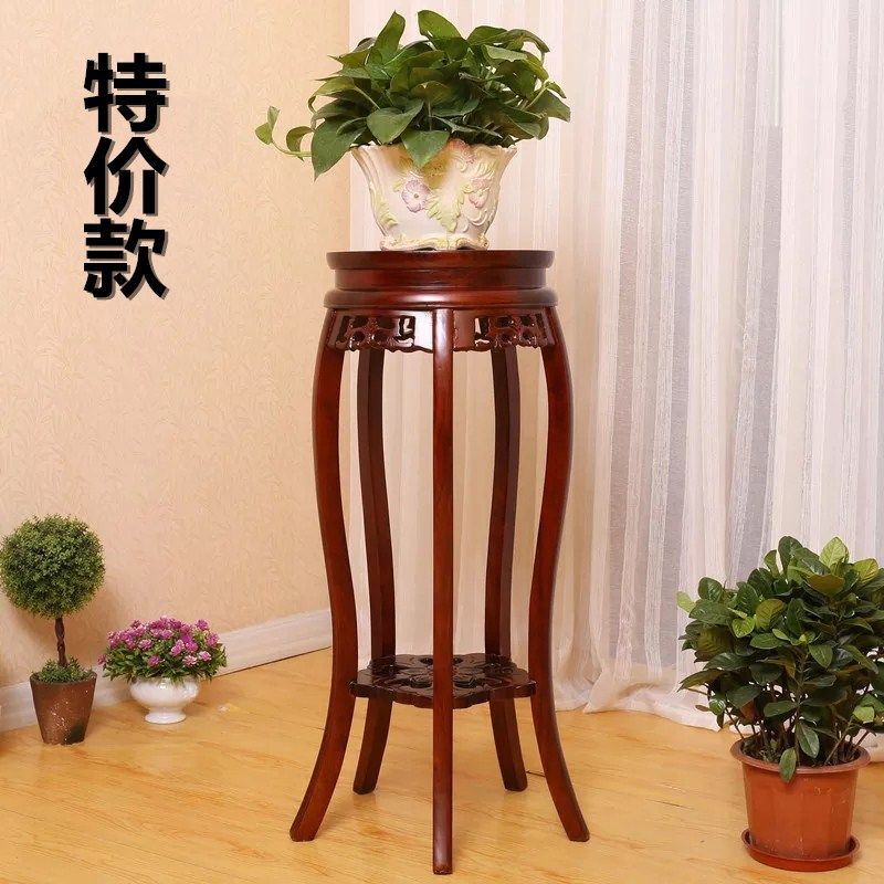 花架榆木客厅中式盆景架木质高端室内鱼缸架仿古实木落地式花盆架
