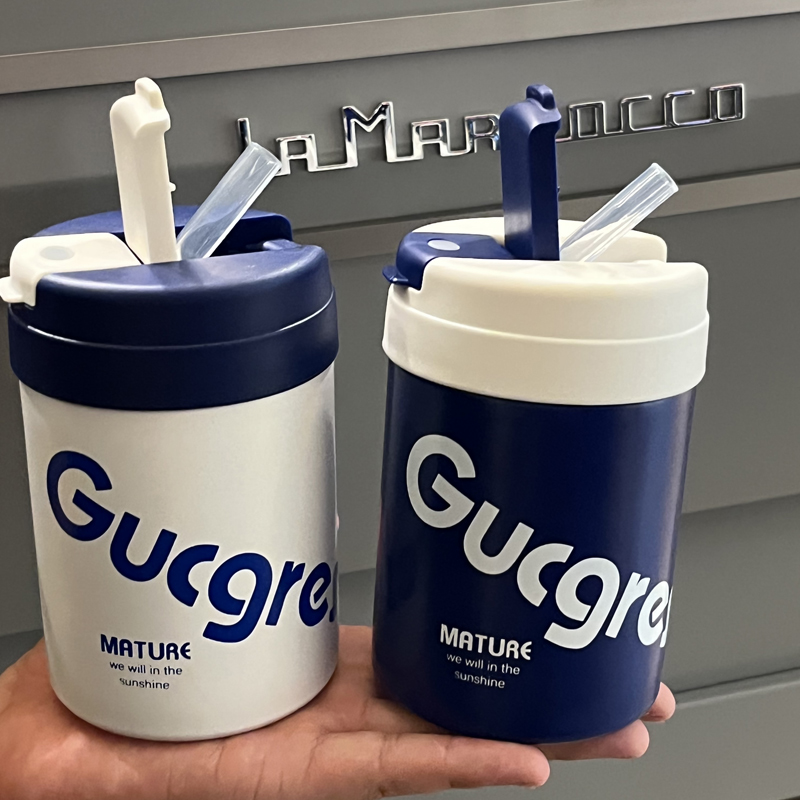 简约女生保温杯高颜值ins风小巧便携随行水杯双饮口咖啡墩墩杯子