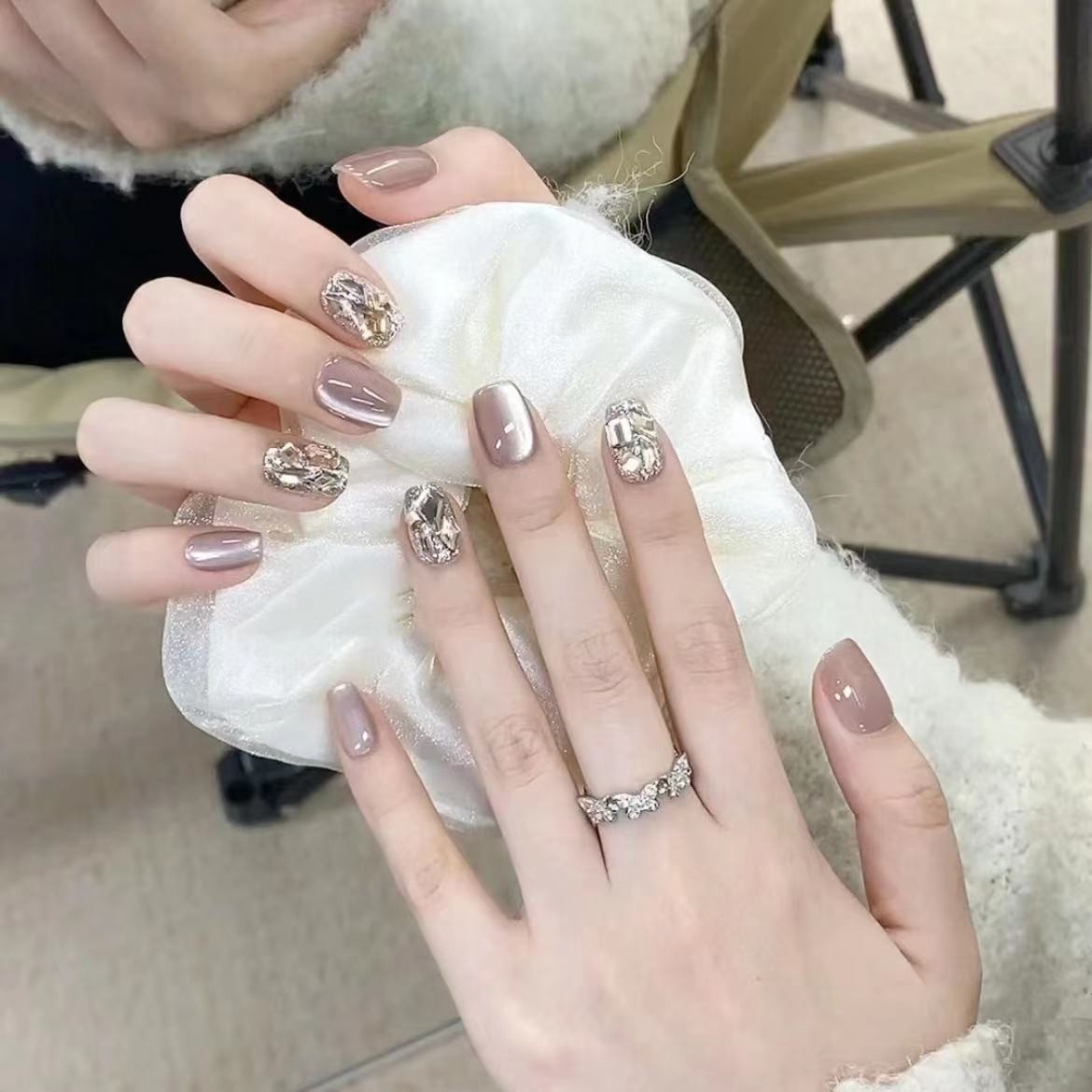 【星河】气质猫眼带钻穿戴式可拆卸美甲