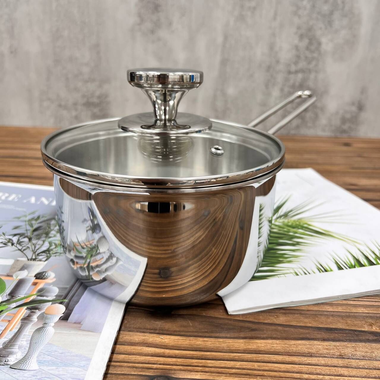 I303 单柄奶锅16*9CM 家用电磁炉煤气灶通用 带盖1.13KG