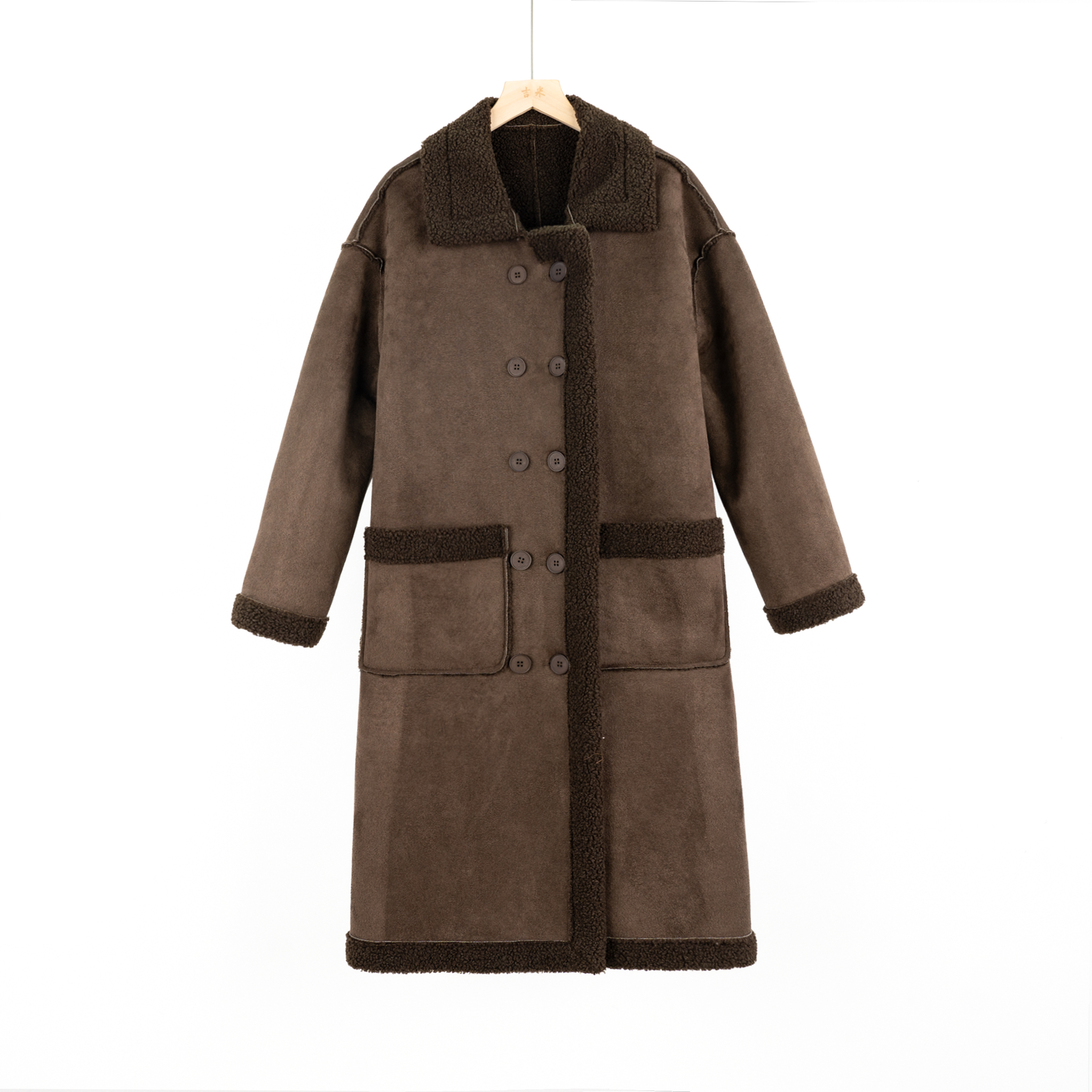 吉米原创-冬季麂皮绒加厚美拉德棉衣外套963321衣长105胸围114