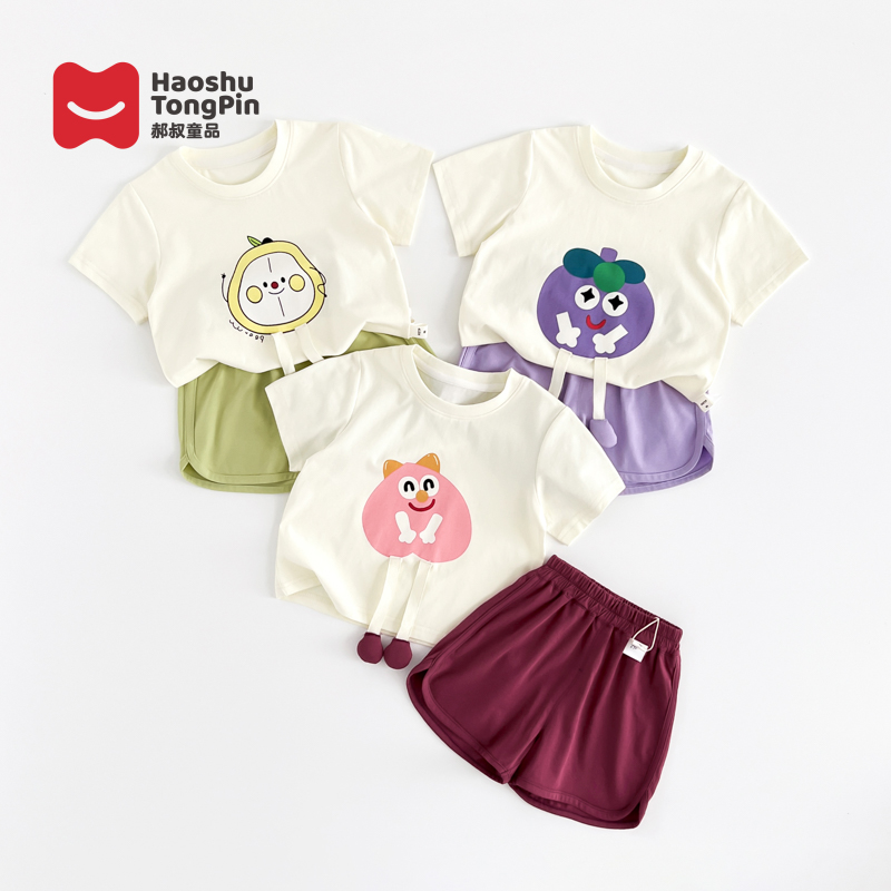 郝叔童品夏季新款女童HZ42158短袖套装2024时尚洋气百搭女宝宝