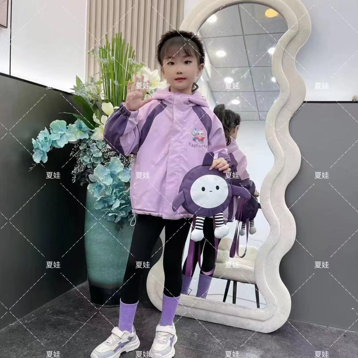 女童蛋仔双面穿加厚外套2023秋冬新款中大童洋气卡通奥粒绒上衣潮