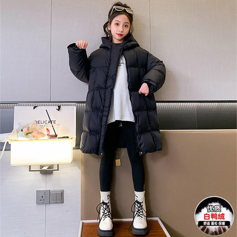 女童羽绒服2023新款洋气冬季中大童长款女孩儿童冬装加厚保暖外套